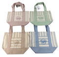 Trader Joe's Pastel Striped Mini Canvas Tote Bag Set 4 Pack
